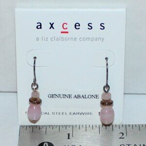 NWT Axcess Abalone Drop Earrings Surgical Steel Ear Wire for Pierced Ears
